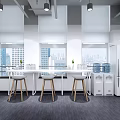 Modern Open Public Office Space Interior With White Desks Computers And Black Office Chairs