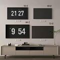 Different Size TVs 70 80 65 75 Inch Models With Time Display On TV Stand