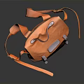 Stylish Orange And Brown Leather Backpack With Adjustable Straps And Front Pocket 3d model