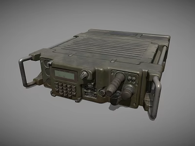 Military Style Portable Communication Device With Rugged Design Display Keypad And Handles 3d model