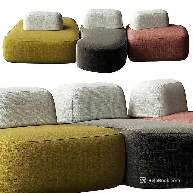 Modern Upholstered Multi Person Sofa With Modular Design And Multiple Colors 3d model 