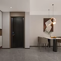 Modern Living Dining Room Interior With Ring Chandelier Abstract Painting Sofa Coffee Table And Rug