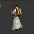 Medical Character In White Robe With Red Cross Backpack Walking