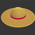 Yellow Woven Straw Hat With Red Band Classic Style For Summer Fashion Accessory