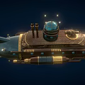 Vintage Steampunk Submarine With Metallic Exterior Brass Details Round Portholes And Conning Tower