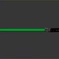 Glowing Green Lightsaber with Brown Hilt and Metal Accents on Gray Background with Reflection