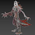Aquatic Creature 3D Model With Red Dark Skin Sharp Claws And Scales 3d model