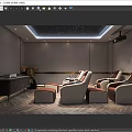 Modern Home Theater Interior Design With Starry Ceiling And Comfortable Seats Herringbone Floor