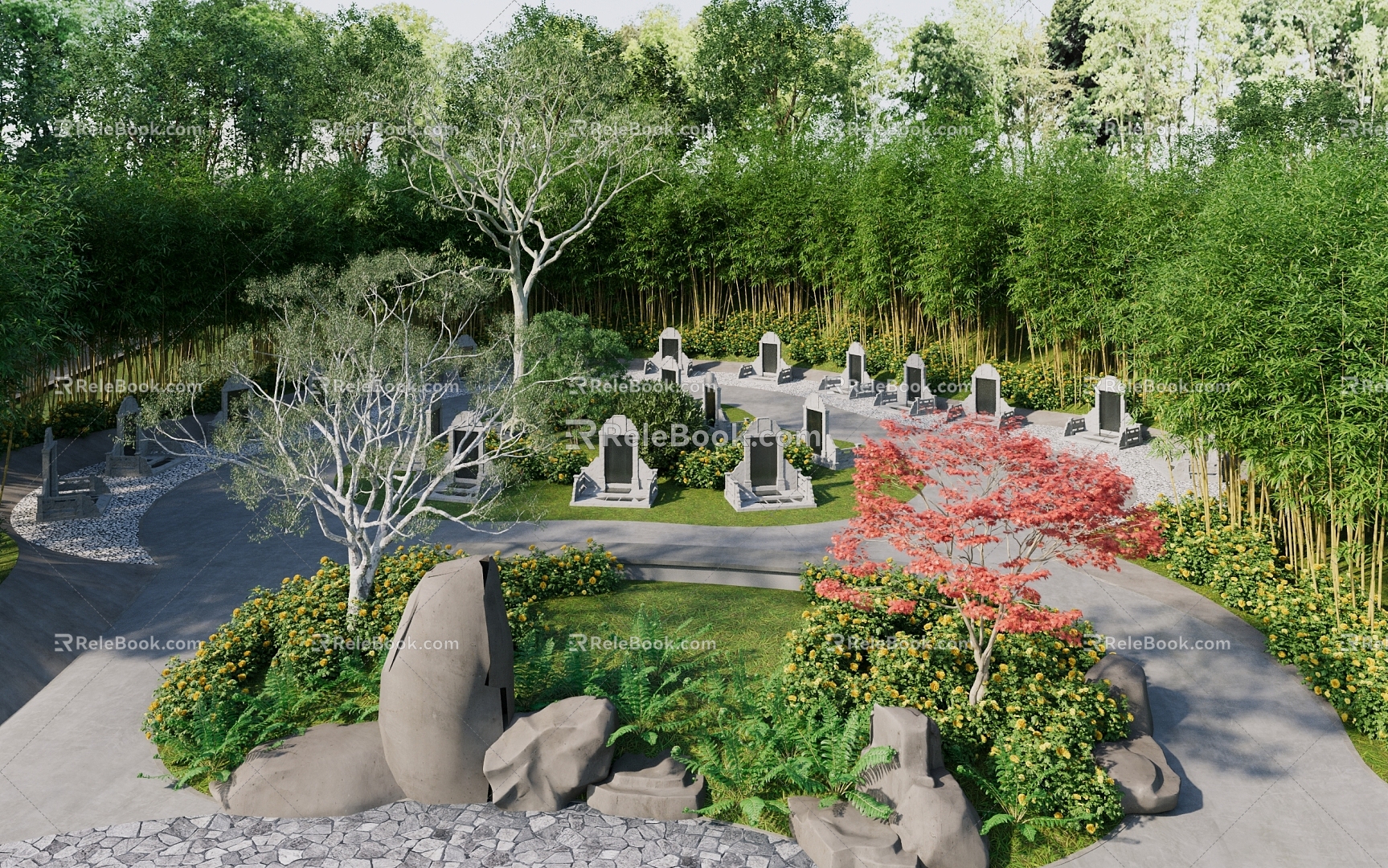 Cemetery Cemetery Garden 3d model