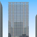 Modern High Rise Residential Building With Many Windows And Blue Sky Background