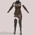 Functional Clothing Set With Leather Sleeves Utility Belt And Knee High Boots