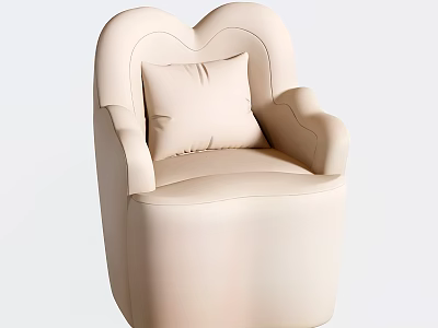 Beige Single Sofa With Heart Shaped Backrest Armrests And Comfortable Cushion Design 3d model