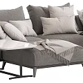 Modern Sectional Sofa With Plush Pillows And Side Tables 3d model