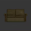 Brown Leather Sofa With Armrests On Vintage Orange Rug For Living Room