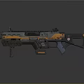Futuristic Orange and Gray Weapon with Technological Scope and Modern Design