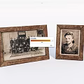 Rustic Wooden Photo Frames with Vintage Group and Single Portrait 3d model