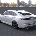 White Modern Sedan Featuring Sleek Exterior Design Front Grille And Alloy Wheels