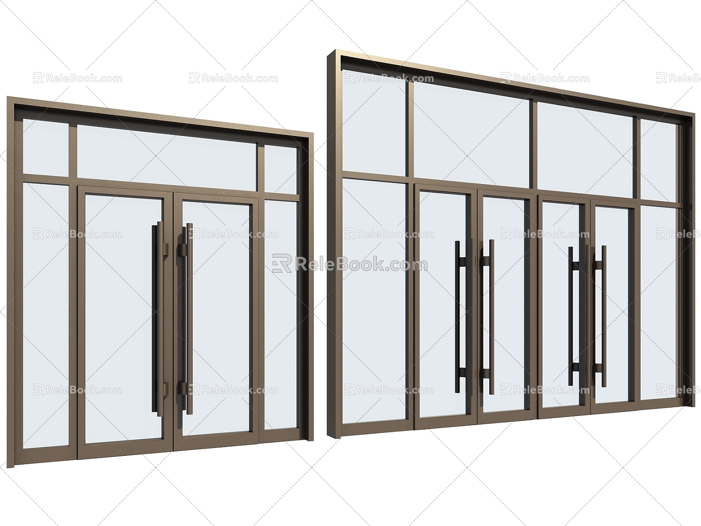 Door entrance double door broken bridge aluminum glass door opposite door 3d model