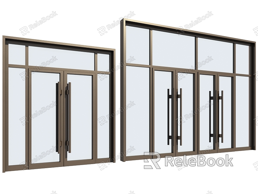 Door entrance double door broken bridge aluminum glass door opposite door model