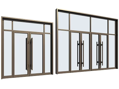 Modern Entrance Doors With Glass Panels And Metal Frame For Stylish Home Entryway 3d model
