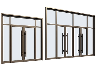 Door entrance double door broken bridge aluminum glass door opposite door 3d model