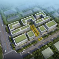 Aerial View Planning of Modern Urban Area With Green Roof Buildings and Tree Surroundings