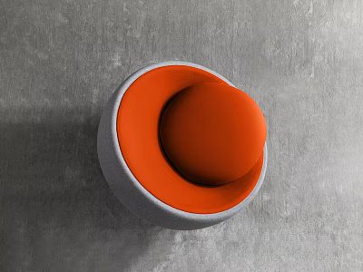 Modern Minimalist Single Sofa With Gray Frame And Orange Comfortable Round Seat 3d model