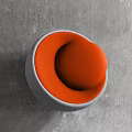 Modern Minimalist Single Sofa With Gray Frame And Orange Comfortable Round Seat
