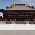 Ancient Chinese Architecture With Traditional Wooden Structures Overhanging Eaves And Symmetrical Courtyard Layout