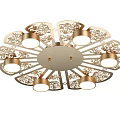 Elegant Flower Shaped Ceiling Lights With Intricate Hollow Pattern And Golden Finish