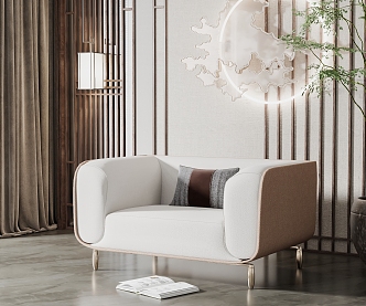 New Chinese-style Single Sofa 3d model