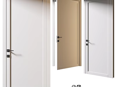 Modern Sliding Doors In White And Beige With Sleek Design For Home Interior 3d model