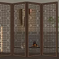 New Chinese style screen lattice screen partition 3d model