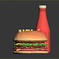 Delicious Hamburger with French Fries and Red Soda on Checkered Napkin
