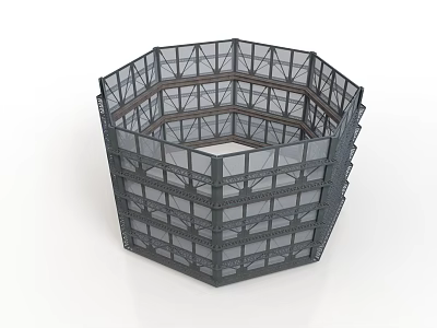 Octagonal Multi Storey Building Structure With Modern Framework And Glass Panels 3d model
