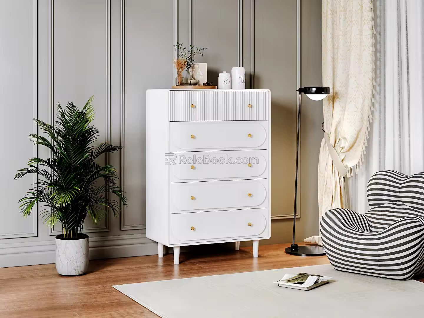 Cream style chest of drawers 3d model