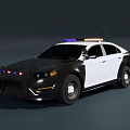 Black And White Police Car With Blue Red Lights On Top And Sedan Design