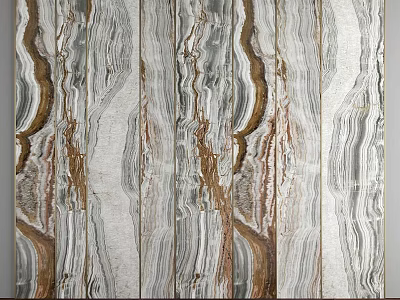 Natural Marble Texture Decorative Wall Panel With Gray White Brown Stripes 3d model