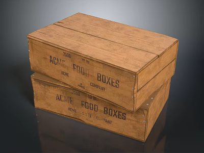 Vintage Wooden Food Boxes Stacked With Labeled Storage Containers For Home 3d model
