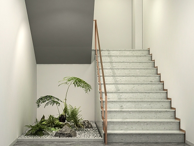 Stair indoor landscaping green rockery landscape model