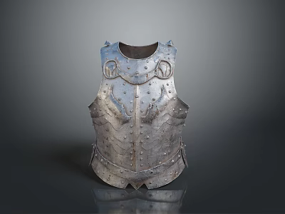 Historical Silver Metal Breastplate Decorative Household Accessory With Rivets Carvings And Reflective Surface 3d model