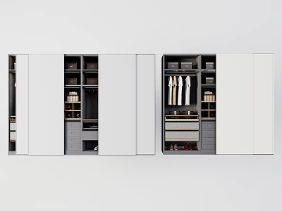 Modern Wardrobe Design With Storage Shelves Hanging Rods And Drawers 3d model