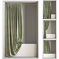 Green Textured Curtains With Various Hanging Styles In Modern Interior