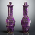 Two Ornate Purple Vases With Gold Accents And Intricate Traditional Patterns