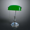 Classic Table Lamp With Green Lampshade Silver Stand Base And Hanging Chain