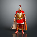 Man Dressed As Roman Soldier With Red Plumed Helmet Red Cape And Golden Armor