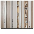 Modern Mirrored Decorative Cabinet With Wooden Frames Books And Vases
