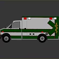 3D Rendered Ambulance With Green Roof White Body Red Emergency Lights And Medical Logo