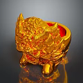 Golden Lion Shaped Vase With Intricate Carved Decorations And Shiny Surface