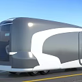 Futuristic Bus With Sleek Aerodynamic Design Moving On Highway Road